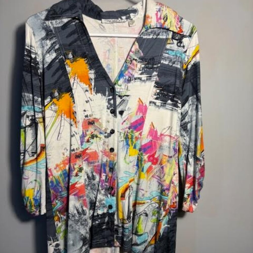 SNOSKINS colorful button down top